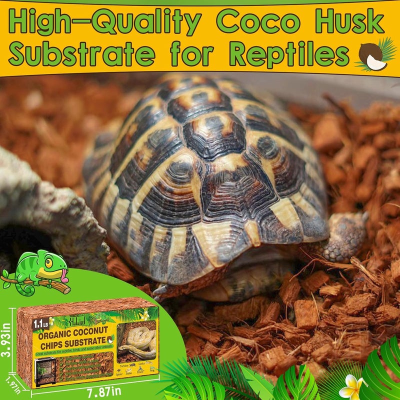 Halatool 2 Pack Snake Bedding Natural Coconut Chips Substrate Coco Husk for Reptiles Tank Terrarium Substrate for Ball Python Frog Gecko Hermit Crab Tortoise - Image 3